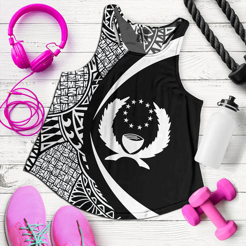 Pohnpei Women Tank Coat Of Arm Lauhala White Circle