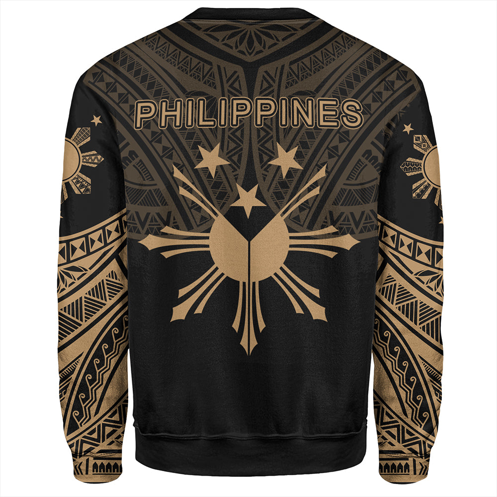 Philippines Sweatshirt Sun Star Warrior Style Gold