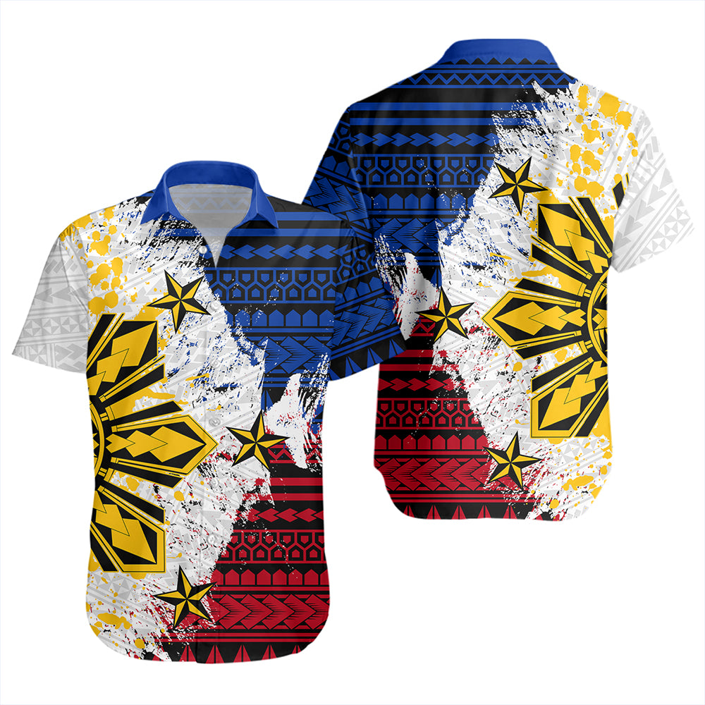 Philippines Short Sleeve Shirt Filipino Sun Flag Grunge Style