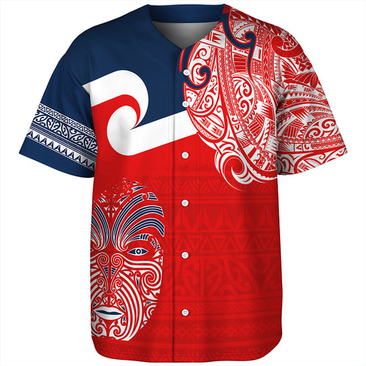 New Zealand Baseball Shirt Tino Rangatiratanga Maori Mask