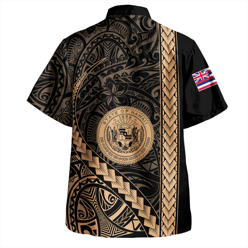 Hawaii Hawaiian Shirt Tribal Polynesian Coat Of Arms Gold