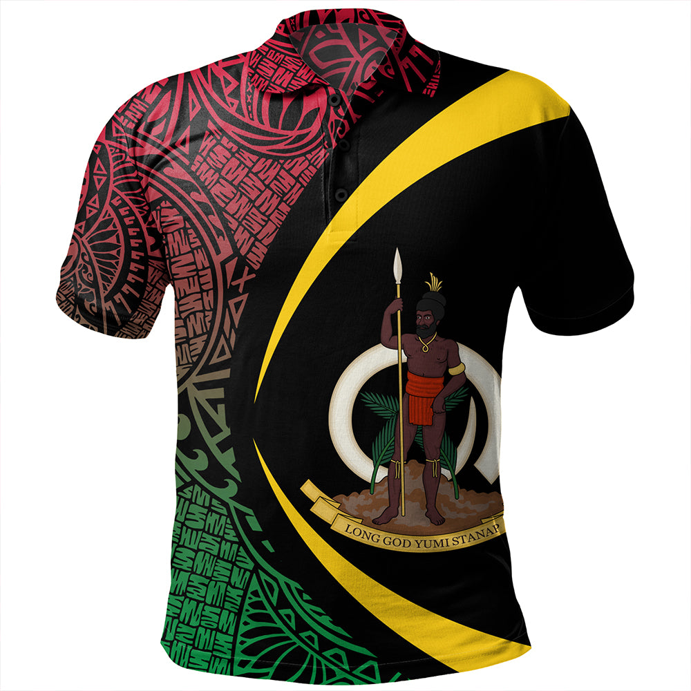 Vanuatu Polo Shirt Coat Of Arm Lauhala Circle