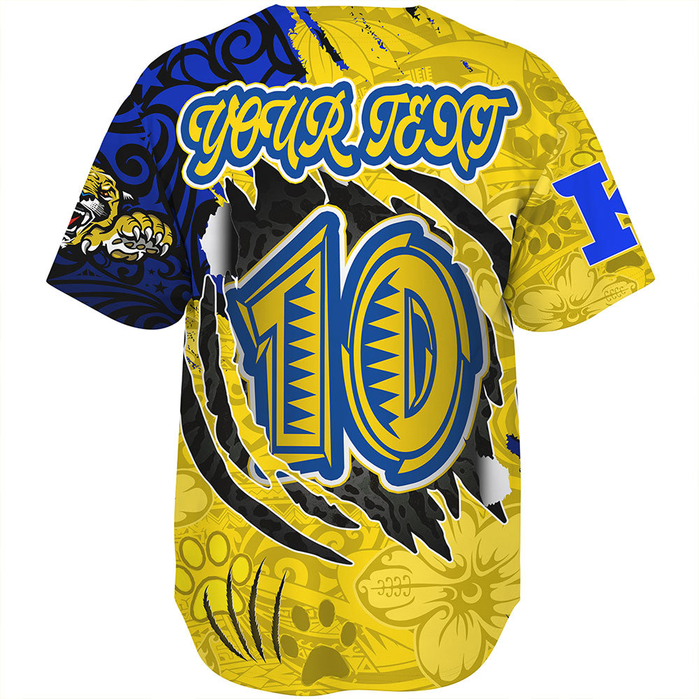 Hawaii Baseball Shirt Custom Henry J. Kaiser High School Super Cougar Arm Sleeve Polynesian Tattoo