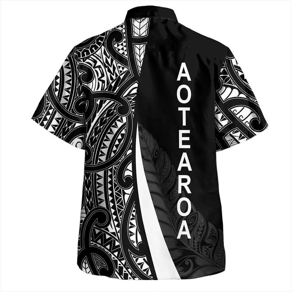 New Zealand Hawaiian Shirt Country Aotearoa Maori Pattern Silver Fern
