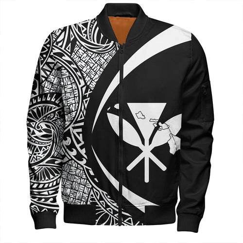 Hawaii Bomber Jacket Kanaka Maoli Hawaiian Map Lauhala White Circle