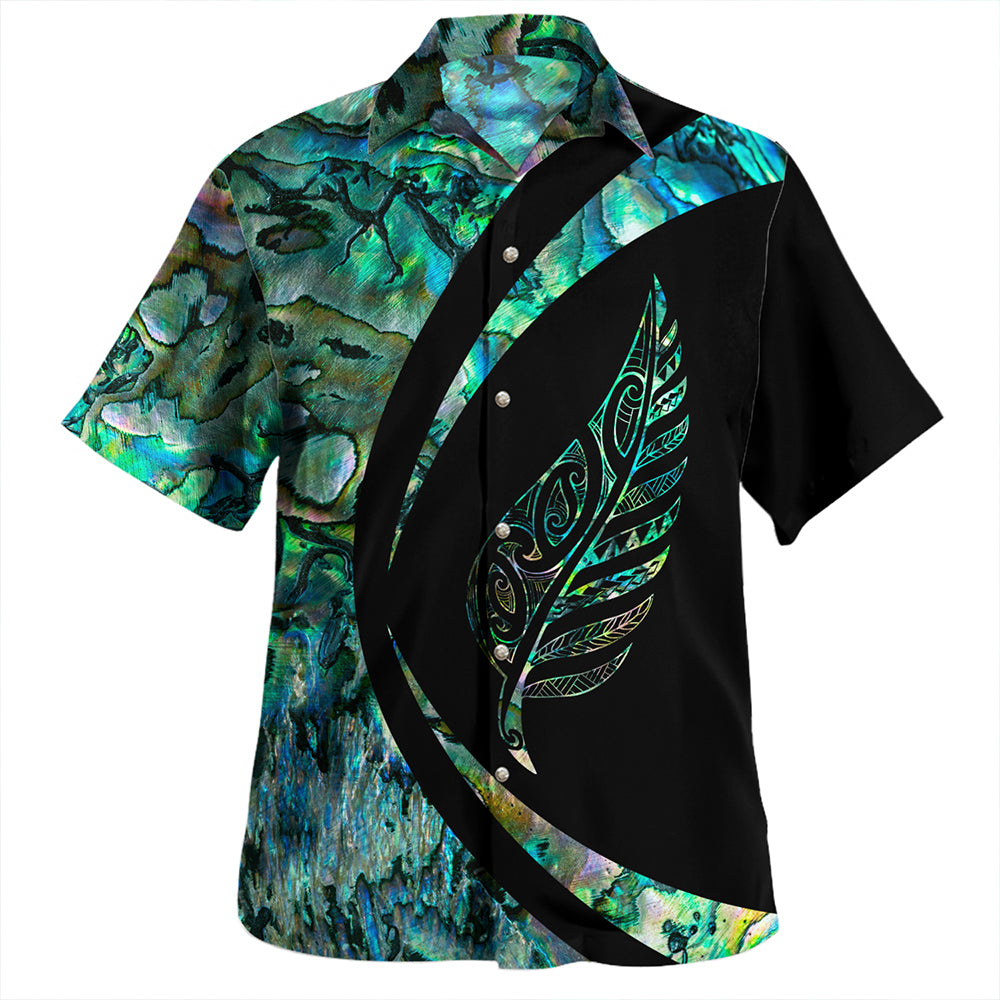 New Zealand Hawaiian Shirt Silver Fern Papua Shell Circle