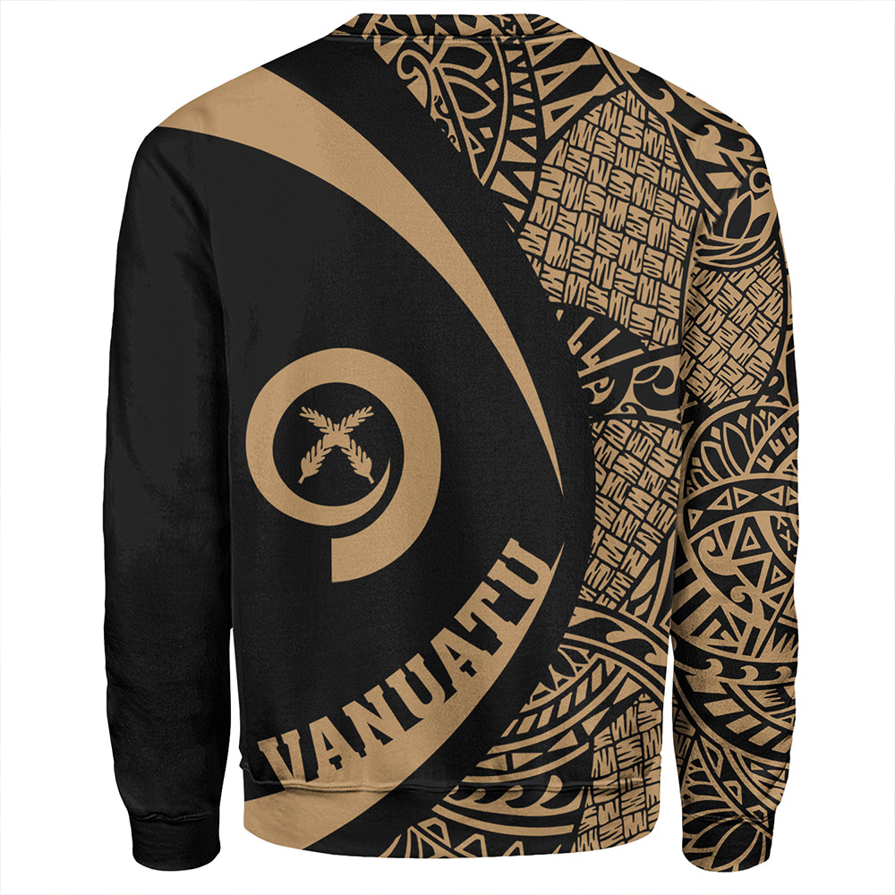 Vanuatu Sweatshirt Coat Of Arm Lauhala Gold Circle
