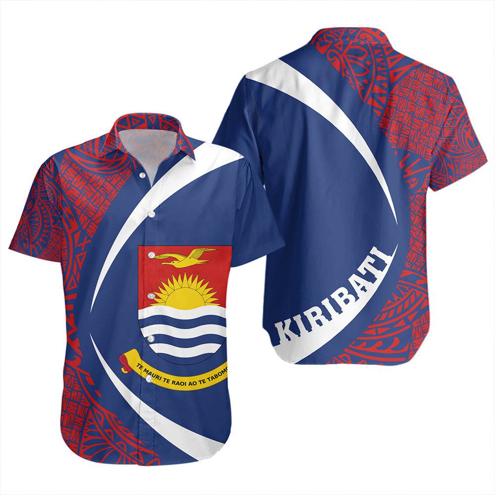 Kiribati Short Sleeve Shirt Coat Of Arm Lauhala Circle