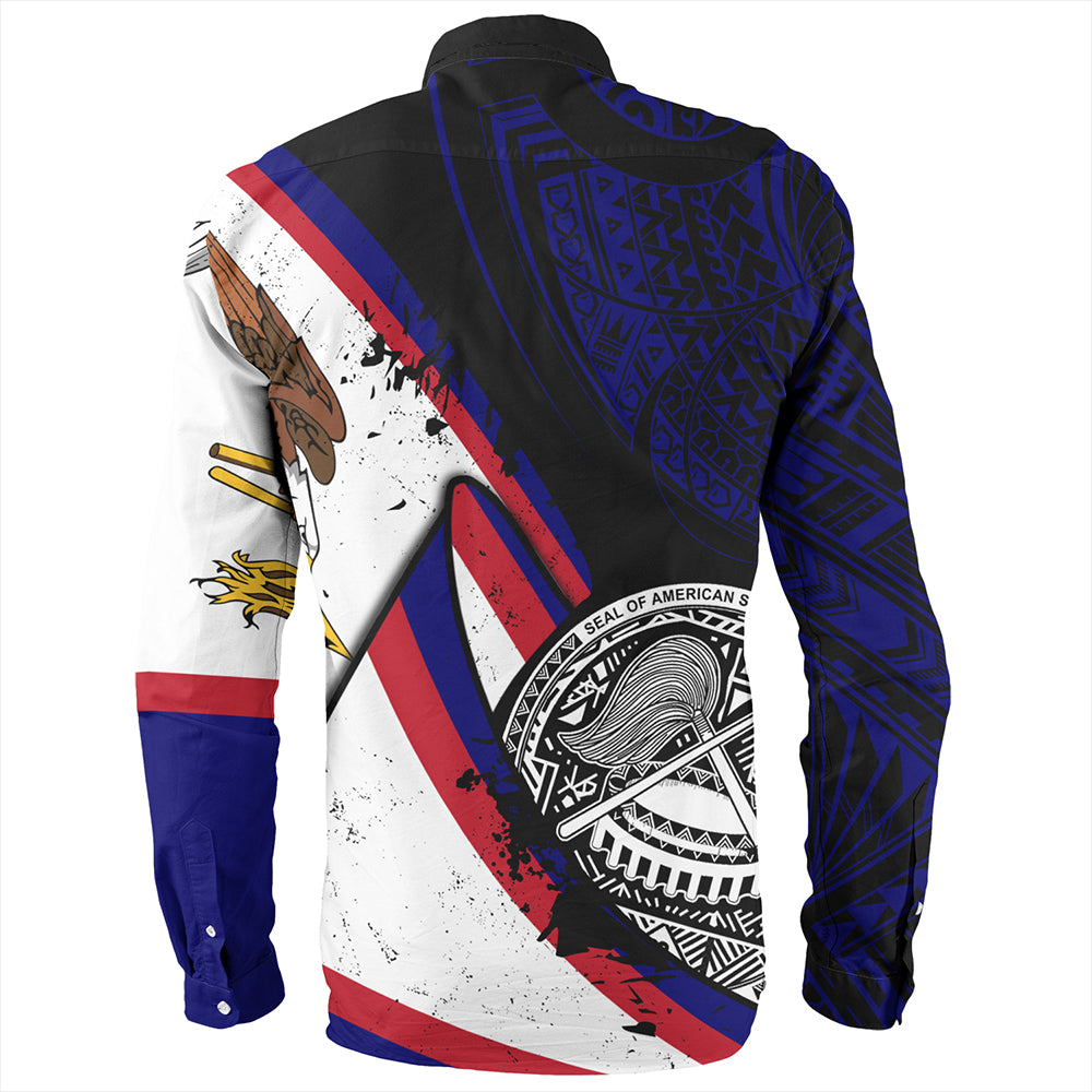 American Samoa Long Sleeve Shirt Polynesia Flag Shoul Style