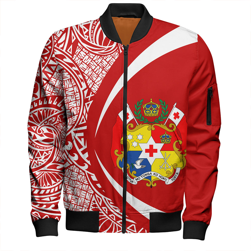 Tonga Bomber Jacket Coat Of Arm Lauhala Circle