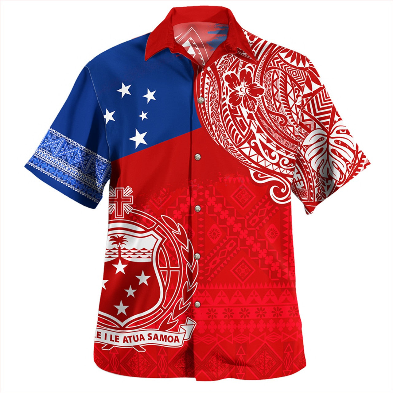 Samoa Combo Dress And Shirt Polynesian Flag With Coat Of Arms