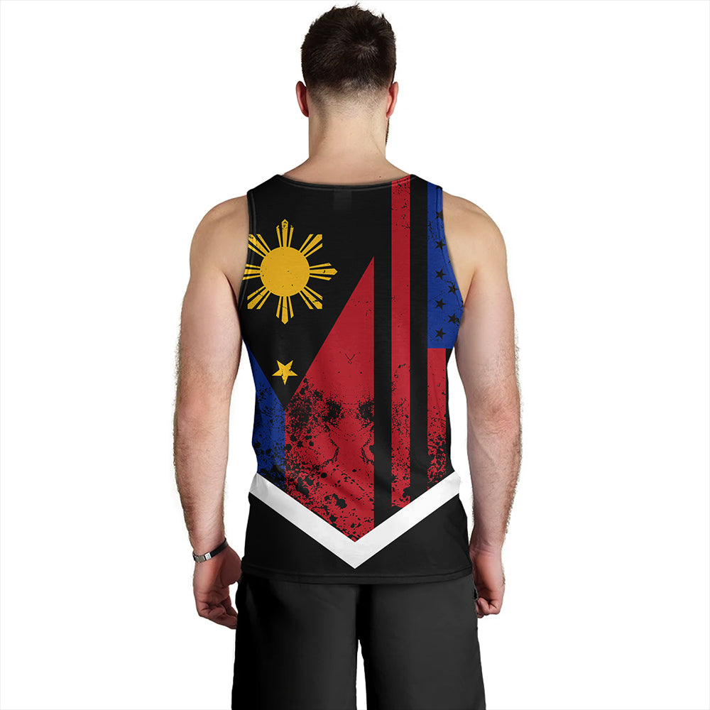 Philippines And American Tank Top Flag Half Concept Brush Style