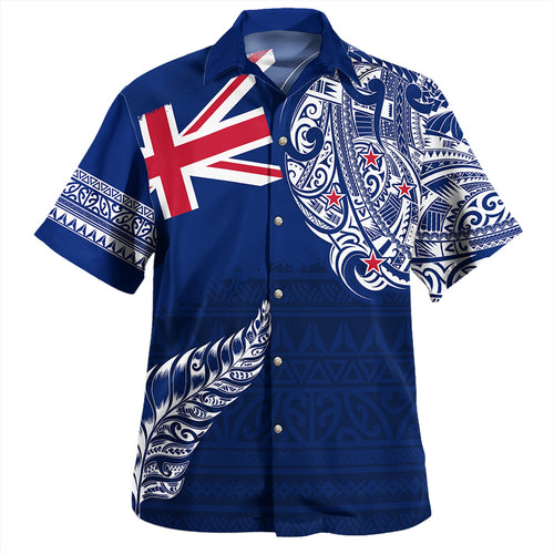 New Zealand Hawaiian Shirt Aotearoa Maori Tribal Flag With Silver Frern