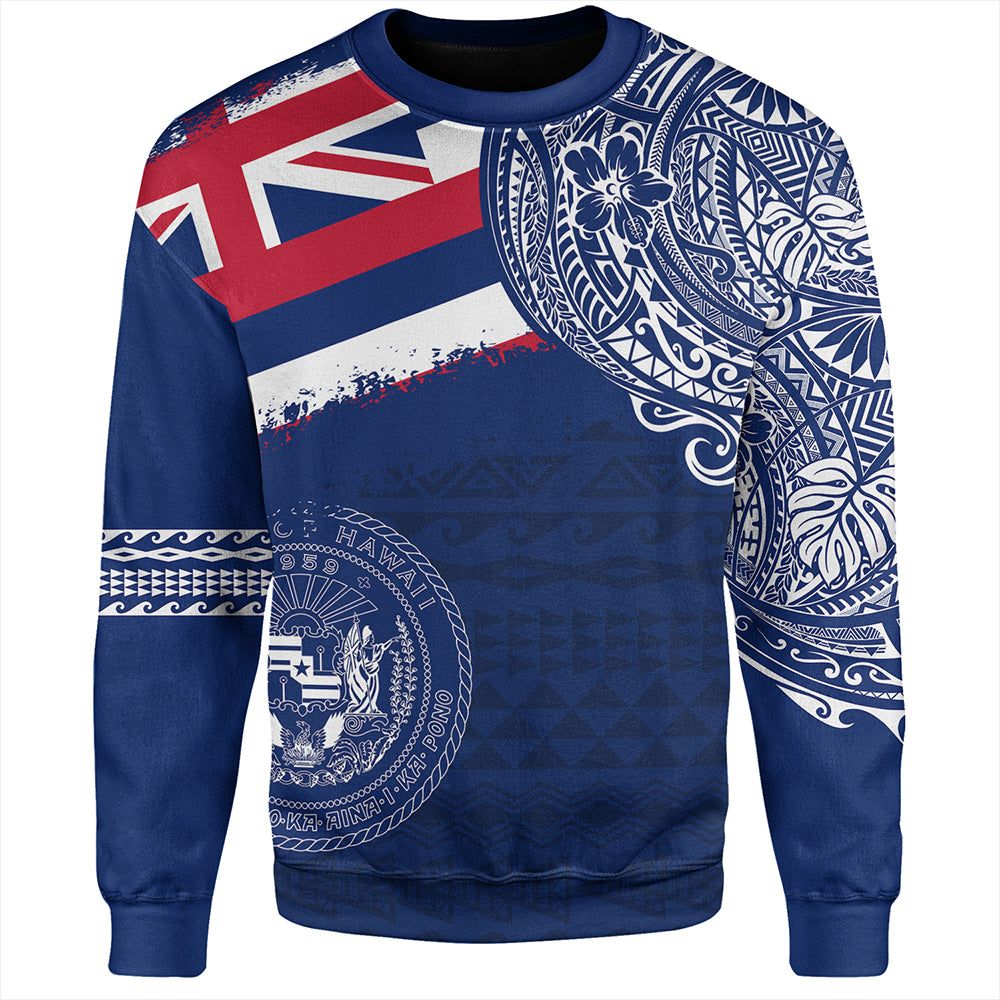 Hawaii Sweatshirt Polynesian Flag With Coat Of Arms