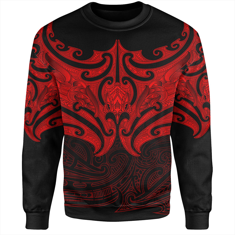 New Zealand Sweatshirt Maori Red Pattern
