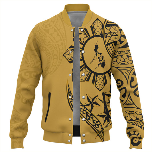 Philippines Baseball Jacket Tribal Sun In My Heart Gold Style