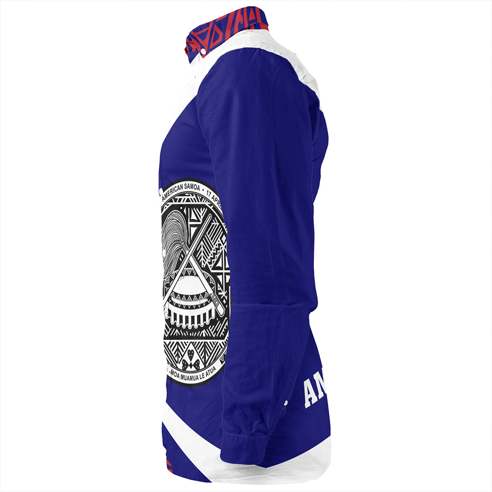 Samoa Long Sleeve Shirt American Samoa Coat Of Arm Lauhala Circle