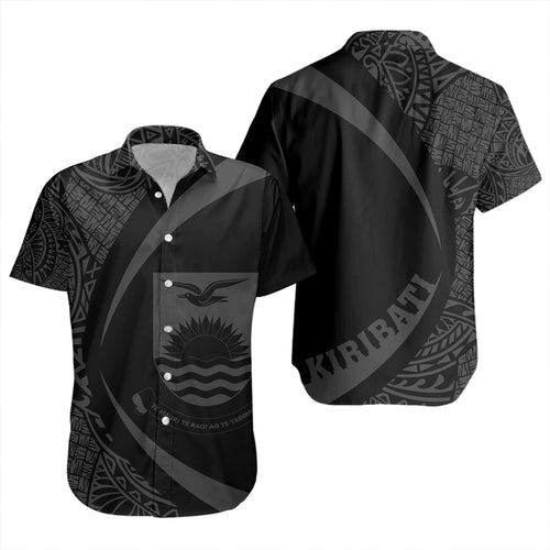 Kiribati Short Sleeve Shirt Coat Of Arm Lauhala Gray Circle