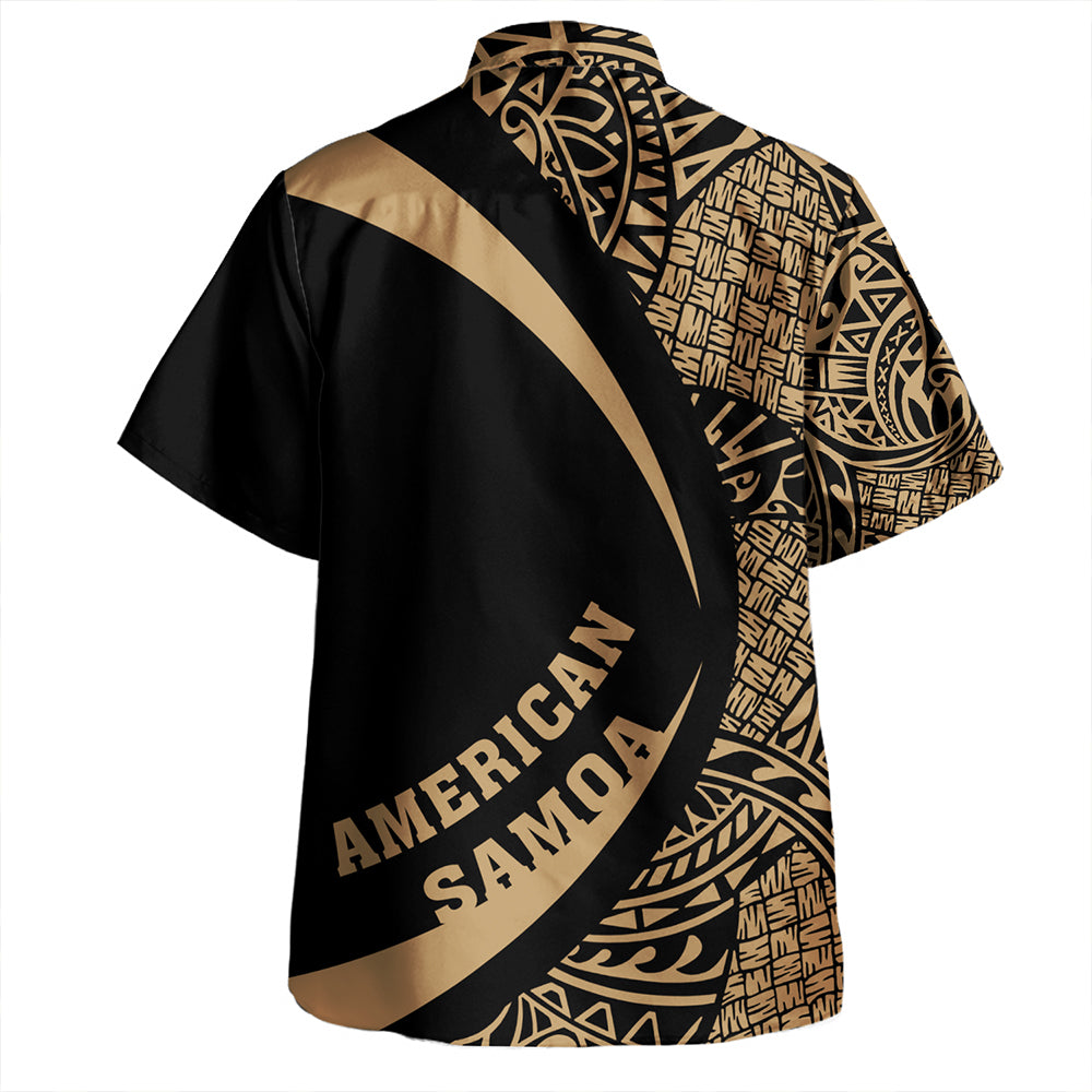 Samoa Hawaiian Shirt American Samoa Coat Of Arm Lauhala Gold Circle