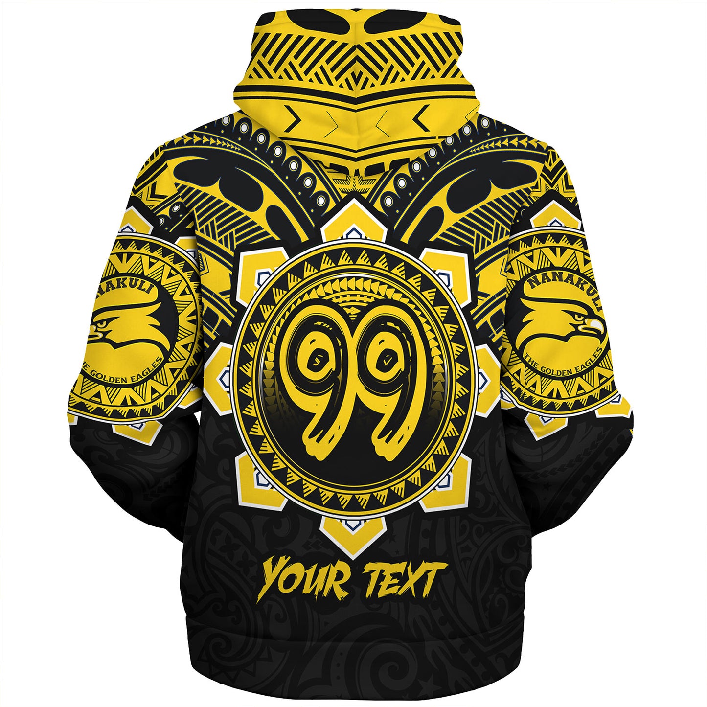 Hawaii Sherpa Hoodie Custom Nanakuli High & Intermediate School Home Of Golden Hawks Tribal Style