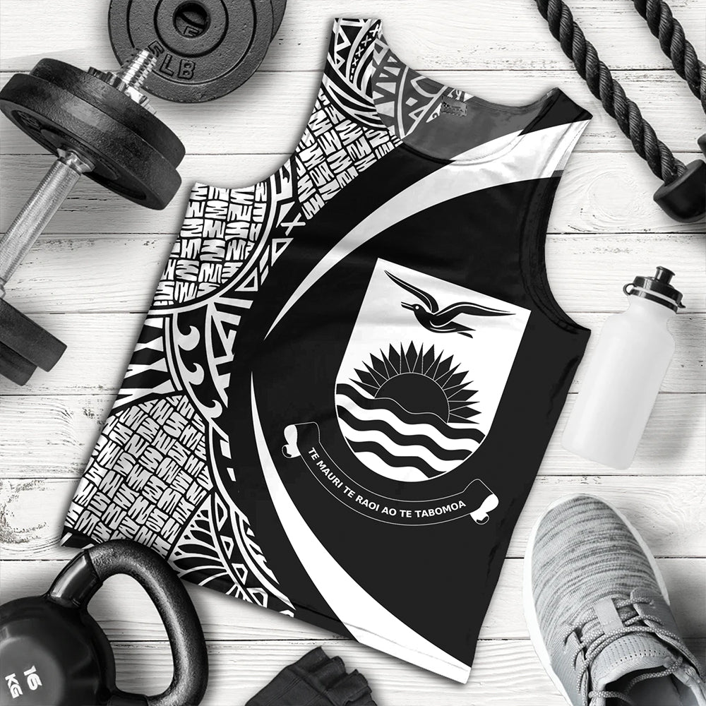 Kiribati Tank Top Coat Of Arm Lauhala White Circle