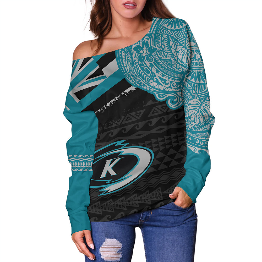 Hawaii Off Shoulder Sweatshirt Kapolei High School With Crest Style