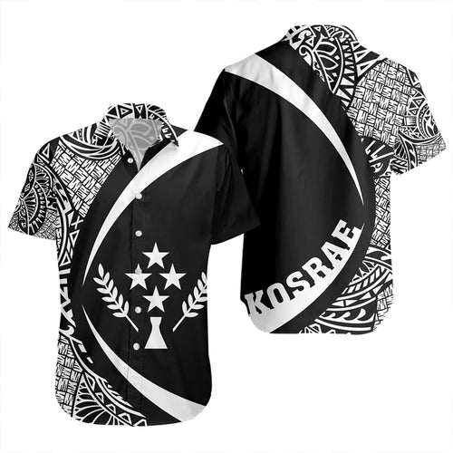 Kosrae Short Sleeve Shirt Coat Of Arm Lauhala White Circle