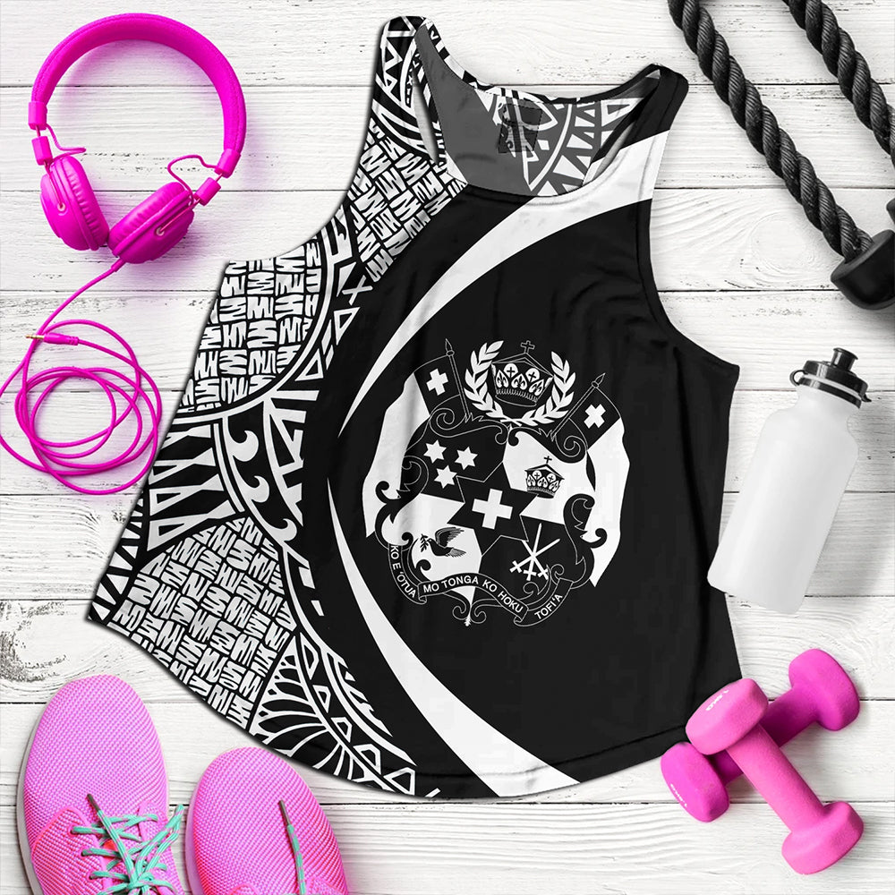 Tonga Women Tank Coat Of Arm Lauhala White Circle