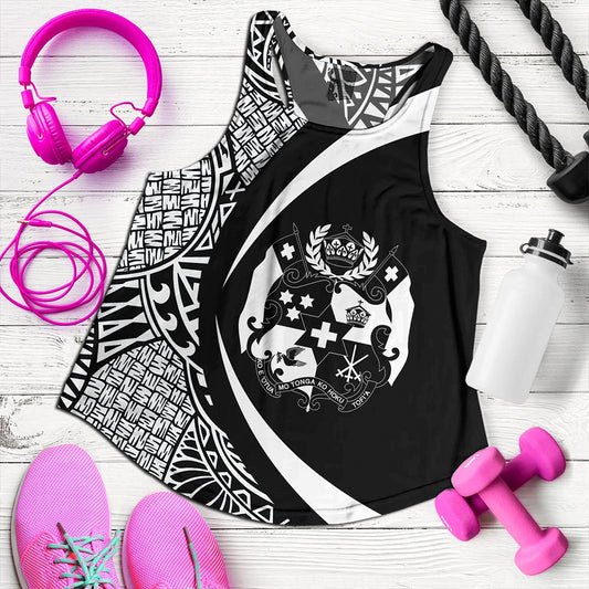 Tonga Women Tank Coat Of Arm Lauhala White Circle