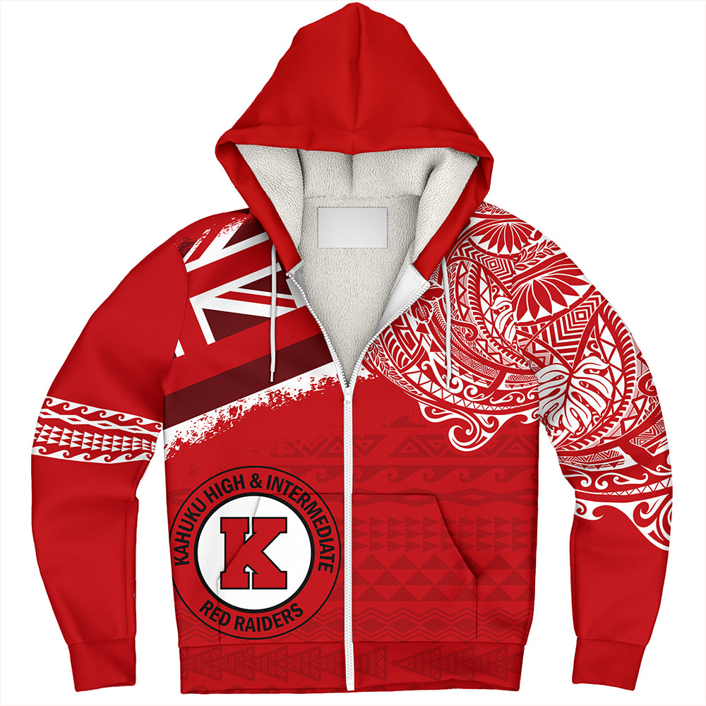 Hawaii Sherpa Hoodie Kahuku High And Intermediate School With Crest Style
