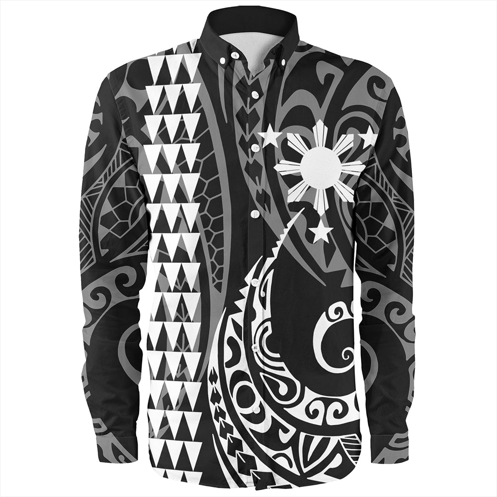 The Philippines Long Sleeve Shirt Sun White Kakau Style