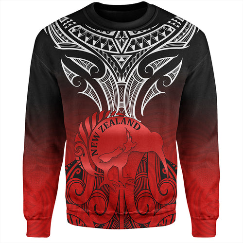 New Zealand Sweatshirt Maori Kiwi Bird Symbols Map