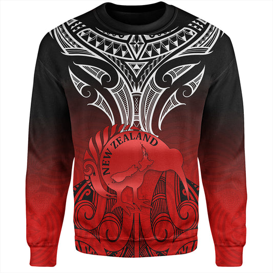 New Zealand Sweatshirt Maori Kiwi Bird Symbols Map