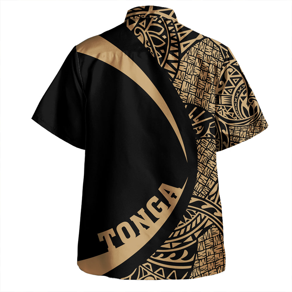 Tonga Hawaiian Shirt Coat Of Arm Lauhala Gold Ver 2 Circle