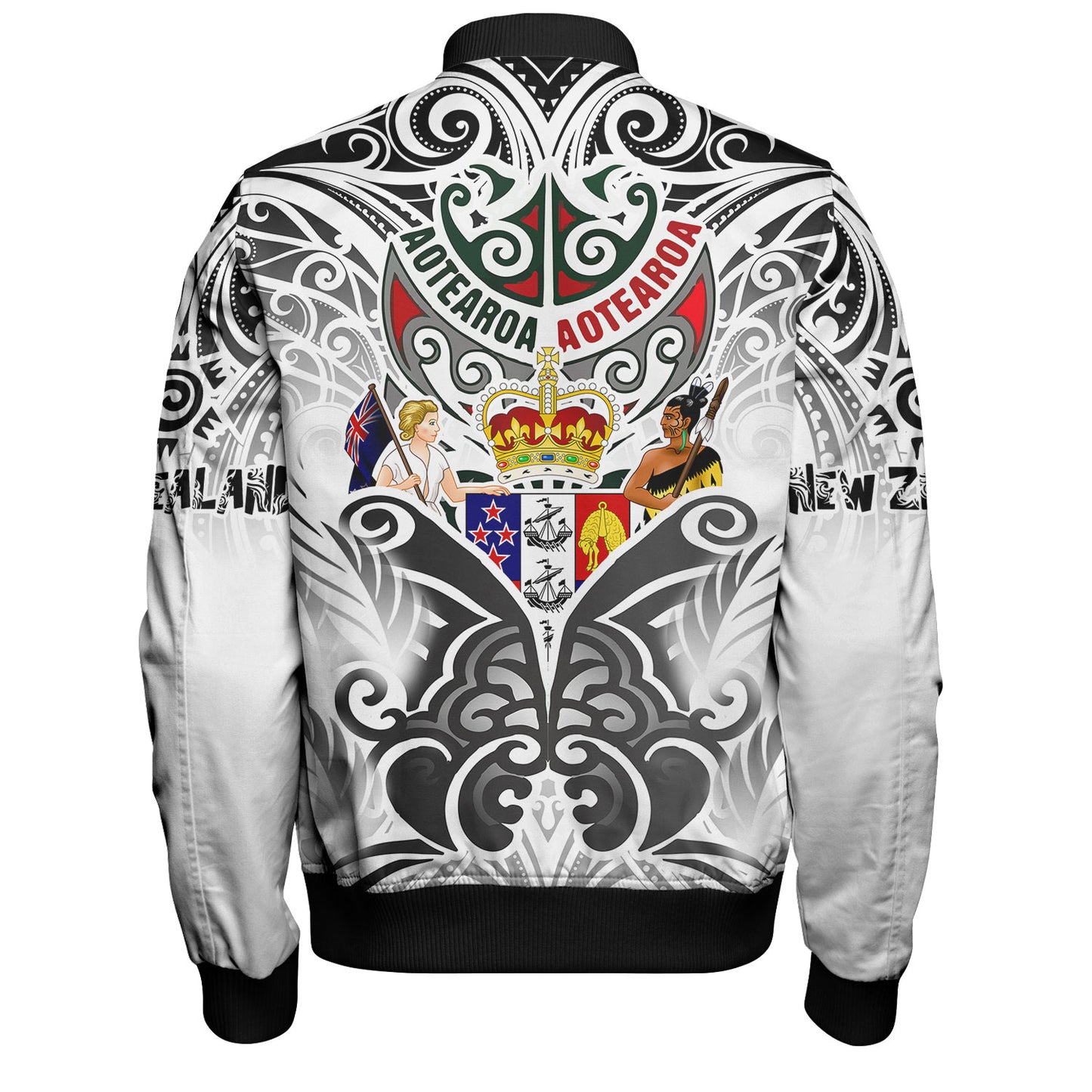 New Zealand Aotearoa Bomber Jacket Maori Traditional Hongi - The Breath Of Life Coat Of Arms Tribal Patterns