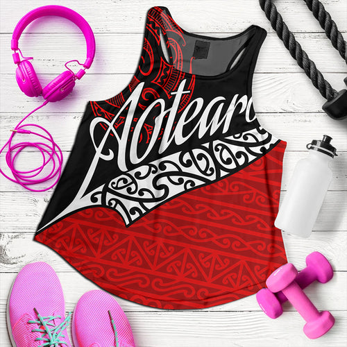 New Zealand Women Tank Aotearoa Maori Flag Puhoro Pattern
