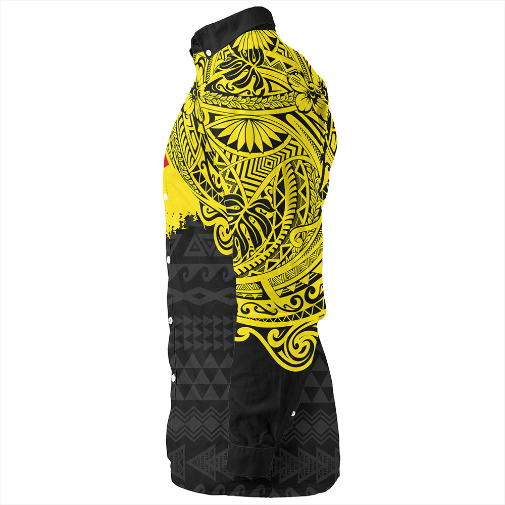 Kanaka Maoli Long Sleeve Shirt Polynesian Flag With Coat Of Arms