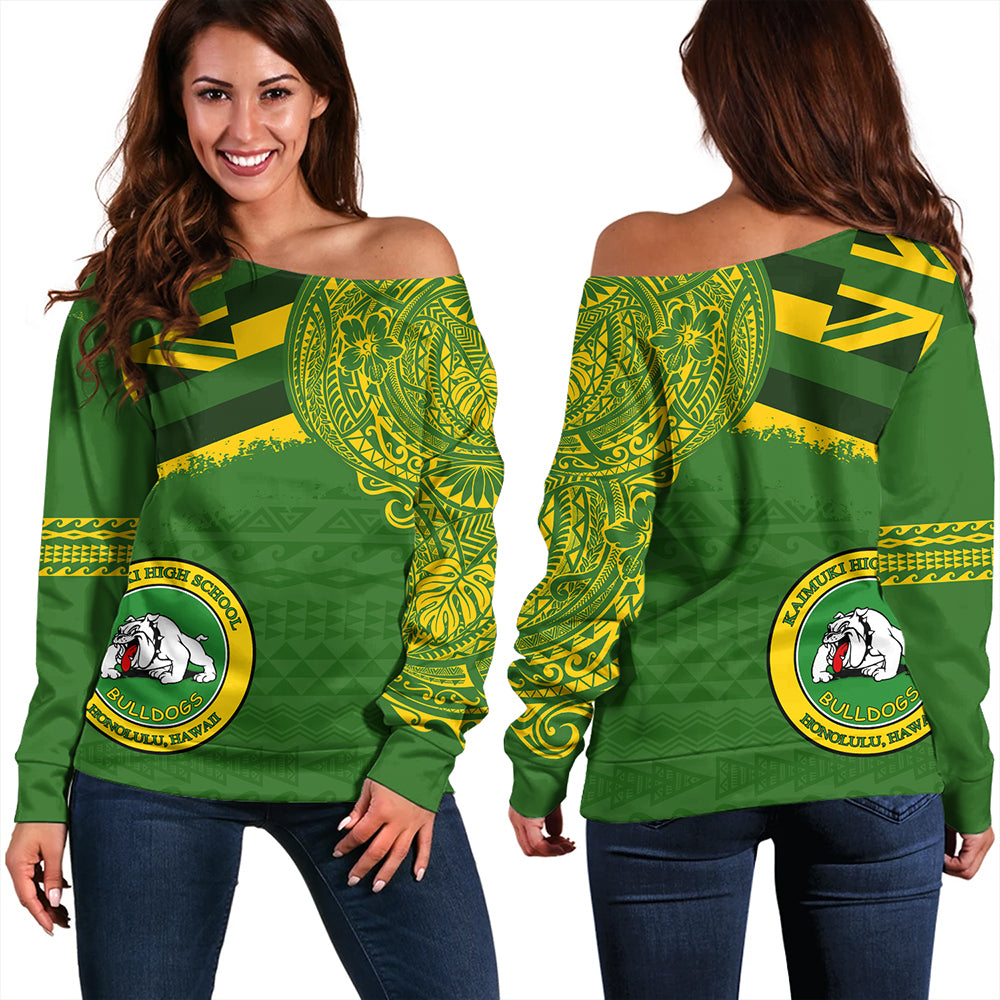Hawaii Off Shoulder Sweatshirt Kaimuki High School With Crest Style