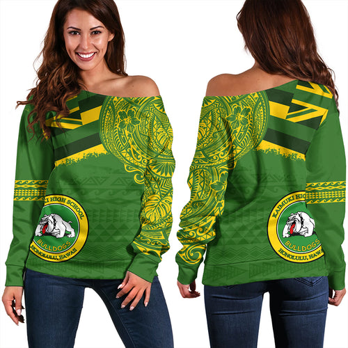 Hawaii Off Shoulder Sweatshirt Kaimuki High School With Crest Style