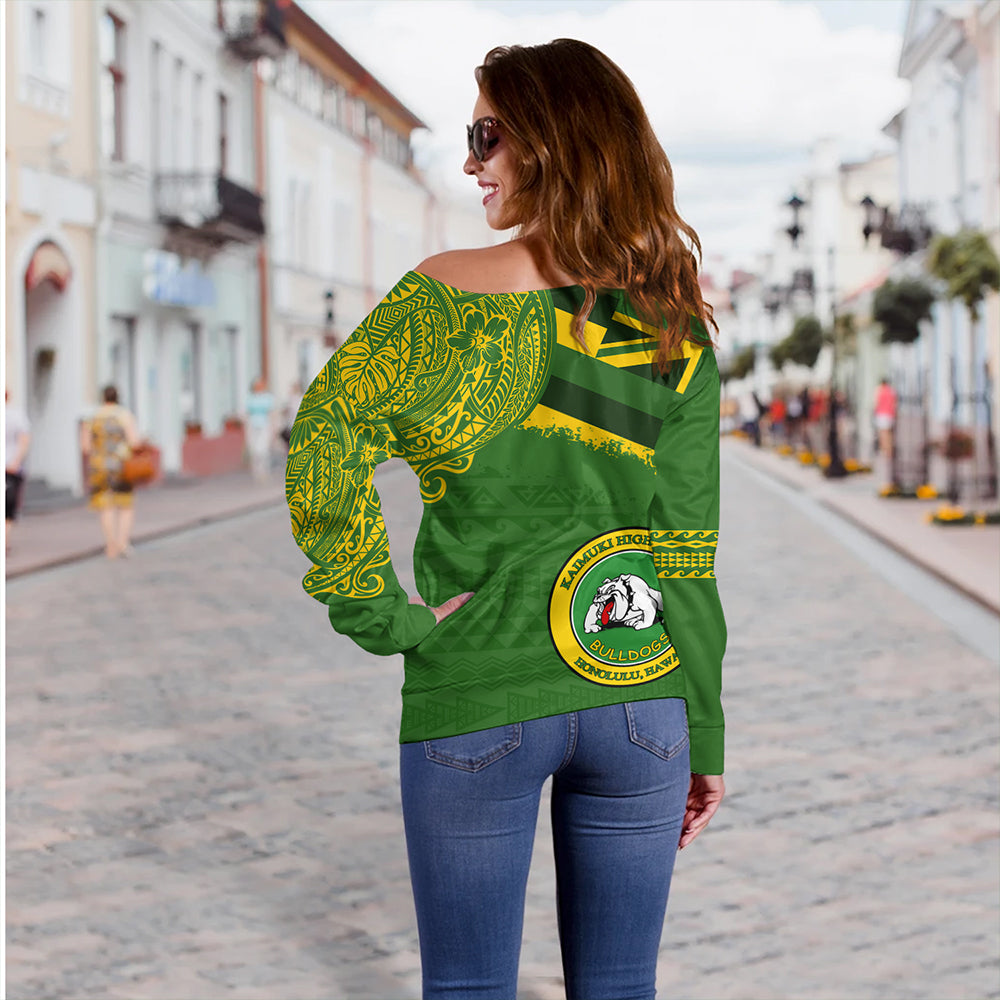Hawaii Off Shoulder Sweatshirt Kaimuki High School With Crest Style
