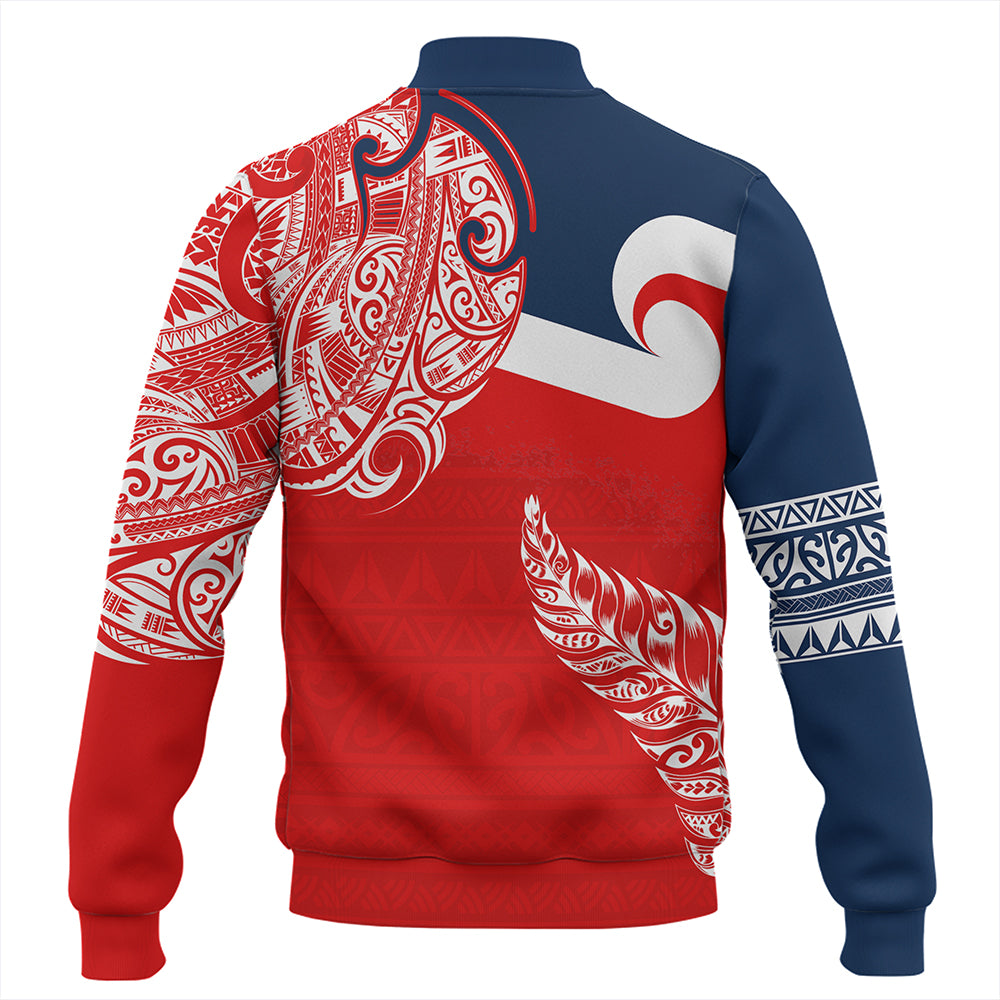 New Zealand Baseball Jacket Tino Rangatiratanga Maori With Silver Fern Version.2
