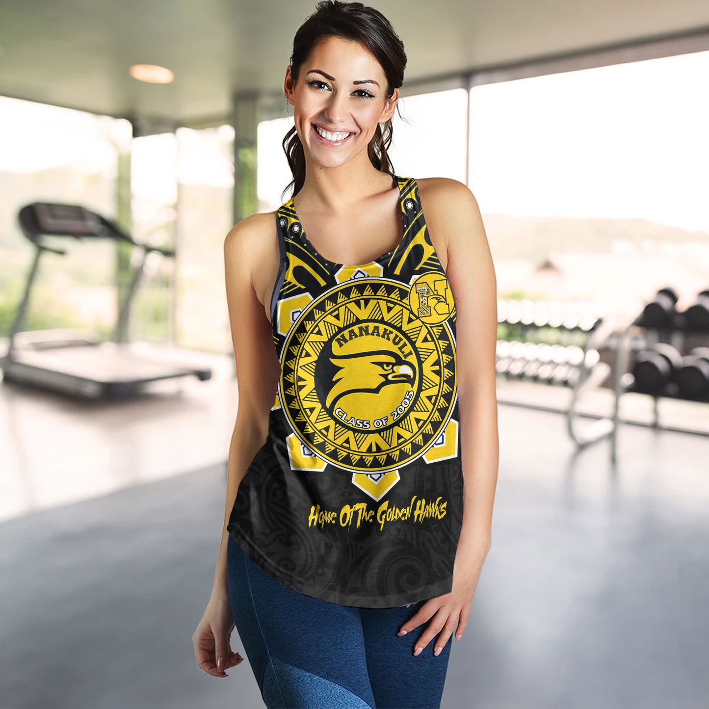Hawaii Women Tank Custom Nanakuli High & Intermediate School Home Of Golden Hawks Tribal Style