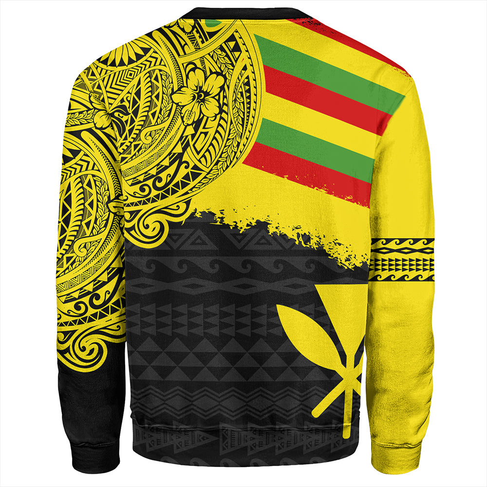 Kanaka Maoli Sweatshirt Polynesian Flag With Coat Of Arms