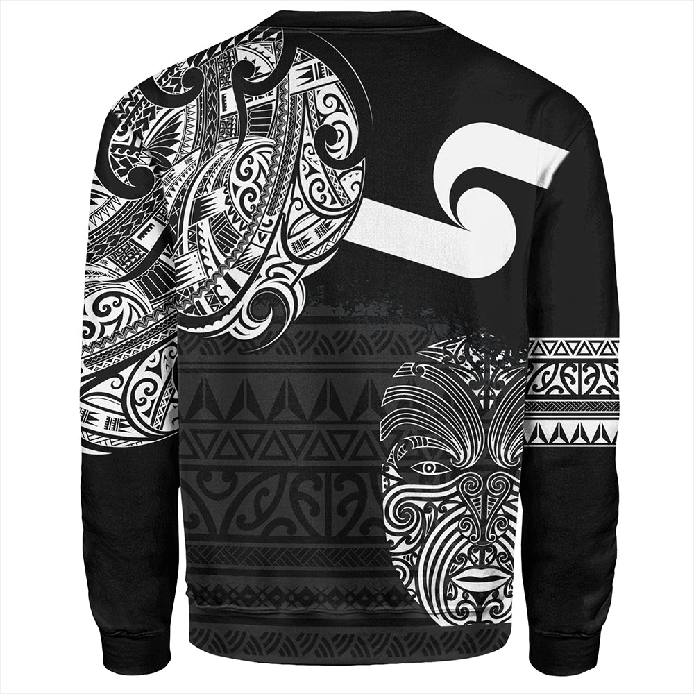 New Zealand Sweatshirt Tino Rangatiratanga Maori Mask Black