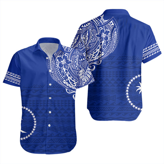Chuuk Short Sleeve Shirt Polynesian Flag With Coat Of Arms