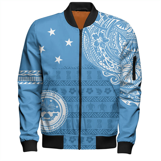 Micronesian Bomber Jacket Federated States Of Micronesia Flag With Coat Of Arms