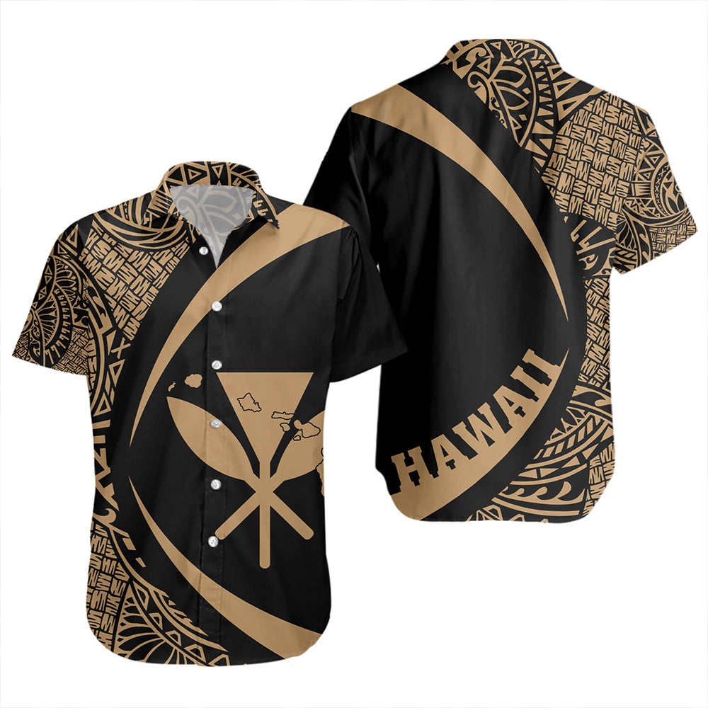Hawaii Short Sleeve Shirt Kanaka Maoli Hawaiian Map Lauhala Circle
