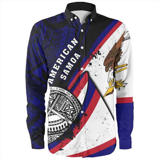 American Samoa Long Sleeve Shirt Polynesia Flag Shoul Style