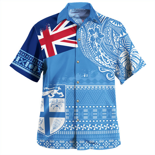 Fiji Polynesian Hawaiian Shirt - Fiji Tapa Brush Tribal Patterns