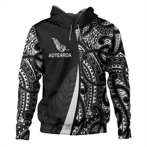 New Zealand Hoodie Country Aotearoa Maori Pattern Silver Fern